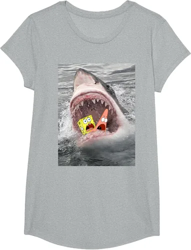 Vista 28 de Camiseta divertida de Bob Esponja con diseño de tiburón y ataque de tiburón para hombres y mujeres Negro