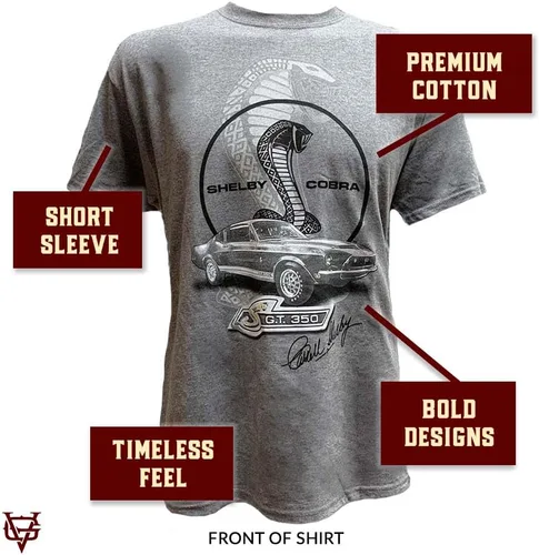 Vista 3 de Camiseta gráfica retro para hombre, Shelby GT350 Mustang 1968, regalos Shelby para amantes de los autos clásicos