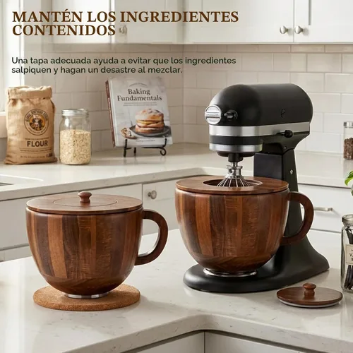 Vista 6 de Tazón de madera compatible con mezclador KitchenAid de 4.5 a 5 cuartos