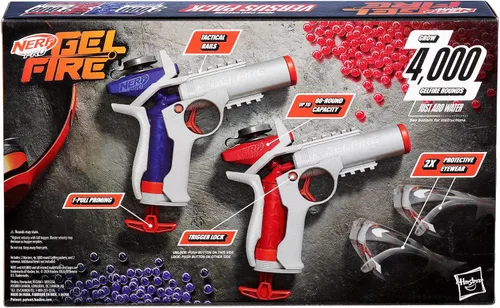 Vista 14 de Nerf Pro Gelfire Versus Pack Incluye 2 pistolas, 4,000 rondas Gelfire, capacidad de 60 rondas, activación T-Pull, 2 gafas de protección, regalos