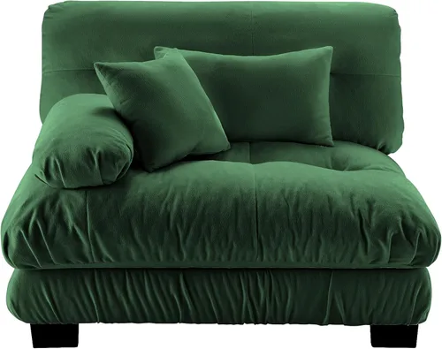 Vista 102 de Reposapiés Otomano Tapizado de Terciopelo con Cojín para Sofá Seccional Sofá 300 libras para Sala de Estar (Beige)