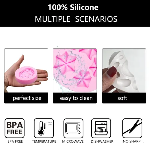 Vista 3 de Moldes de silicona para cupcakes en forma de crema, forma de corazón y estrella, para decoración de tartas para cumpleaños, fiesta temática, postre