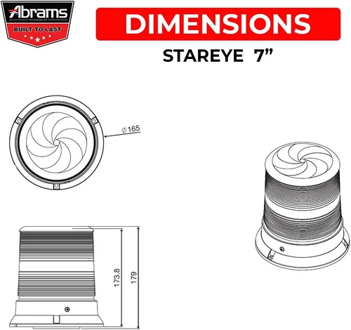 Vista 7 de Abrams StarEye LED Beacon Dome de 7 pulgadas [12 LED] [36 W] Montaje permanente en la parte superior del techo [Clase SAE 1] [30+ patrones de flash]