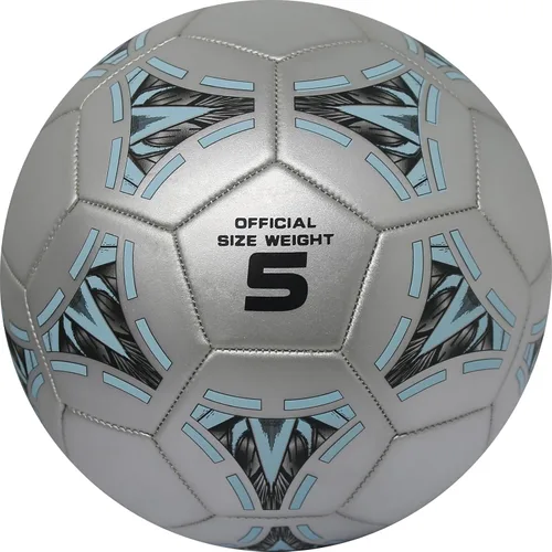 Vista 3 de Balón de fútbol talla 5 para adultos y jóvenes, para práctica en interiores y exteriores, pelota de fútbol de cuero con bomba (gris)