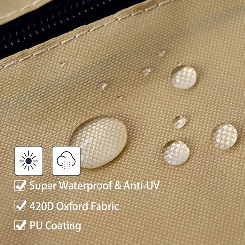 Vista 2 de Cubierta para sombrilla de patio, fundas impermeables para sombrilla de 7 a 9 pies, para exteriores, con varilla de empuje, beige