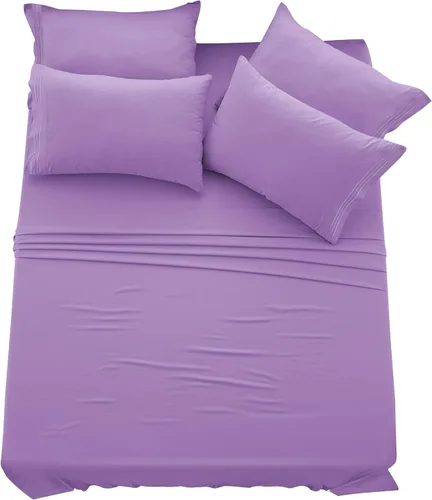 Vista 294 de LUX Décor - Juego de sábanas Twin de microfibra ultrasuave de 3 piezas con sábana encimera, sábana bajera de 16 pulgadas de profundidad y funda
