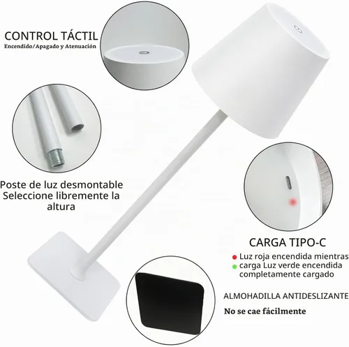 Vista 4 de Paquete de 2 lámparas de mesa inalámbricas recargables