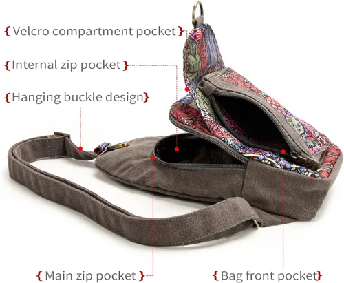 Vista 4 de Black Butterfly Bolsa de pecho prémium para mujer, bandolera pequeña, mochila de pecho para moda y ligera