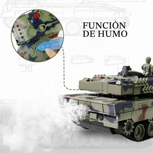 Vista 3 de KAIM 1/24 RC Tank,Remote Control Tank for Boys with Smoke, Lights & Sounds,2.4GHz Ger Leopard II Army Model,Military Toys Gift for Kids Ages 6+