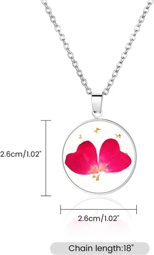 Vista 15 de Pressed Flower Necklace Gift for Women Personalized Handmade Necklaces Birth Flower Necklace