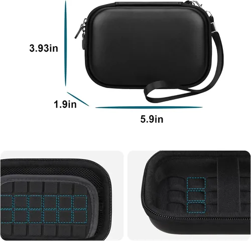 Vista 4 de Canboc UnionSine - Funda rígida para disco duro externo portátil ultrafino de 250 GB, 320 GB, 500 GB, 750 GB, 1 TB y 2 TB, bolsa de malla con Negro