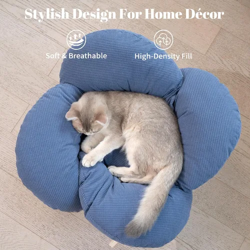 Vista 3 de CHEERHOME PETS Cama Elevada para Gatos de Madera con Cojín Sofá Mullido para Mascotas Sofá para Gatos de Interior Silla de Salón Elevada