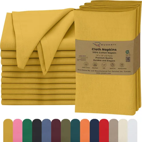 Vista 50 de Ruvanti - Servilletas de tela, paquete de 6, 45x45 centímetros, 100% algodón, lavables, suaves y absorbentes, perfectas para bodas, cenas de Belleza