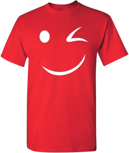 Vista 10 de Camiseta divertida con diseño de cara sonriente con texto en inglés «Happy Wink»