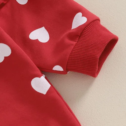 Vista 48 de SOLILOQUY Traje de manga larga con cuello redondo para el primer día de San Valentín para bebé niño y niña, mameluco de corazón de amor