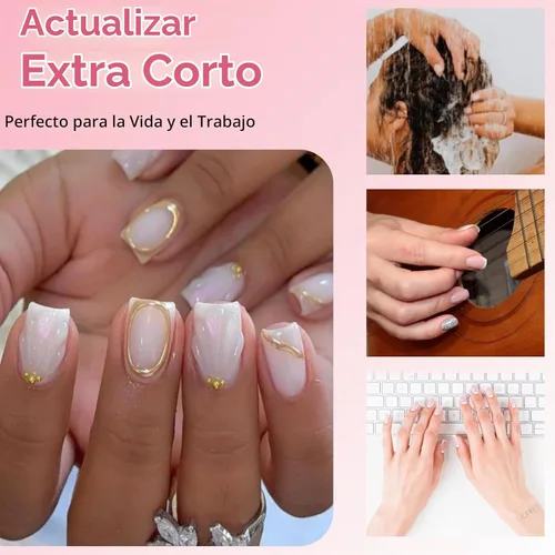 Vista 7 de Puntas de Uñas Cuadradas Extra Cortas, SINOKAME Ajuste Más Amplio Uñas Postizas Cuadradas Cortas Transparentes de Presión, Extensiones de Uñas