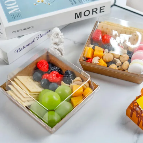 Vista 6 de NPLUX - Paquete de 60 cajas de pastoreo para llevar, color marrón, 5.3 x 4.9 x 2.5 pulgadas para barras de aperitivos