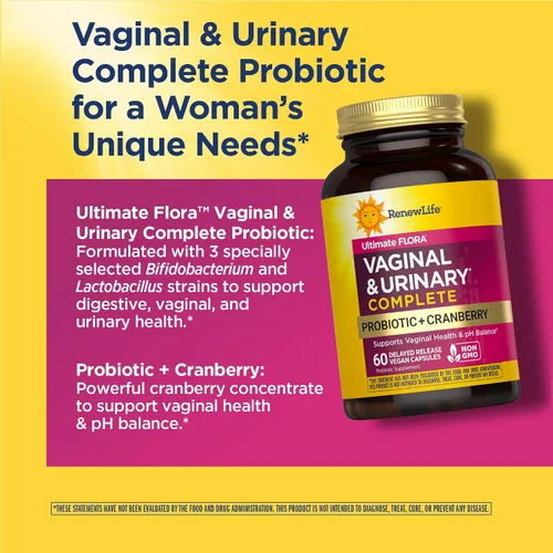 Vista 4 de Renew Life Women's Wellness - Suplemento probiótico vaginal y urinario y arándano, suplemento probiótico para equilibrio de pH para mujeres, salud
