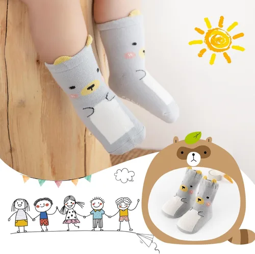 Vista 5 de Fanairy Toddler Animal Non Skid Crew Socks with Grips Baby Infant Boy Girl Non Slip Cotton Socks 6 Pairs