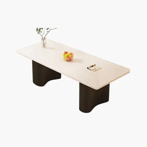 Vista 7 de LITFAD Mesa de comedor ovalada con parte superior de piedra, mesa de restaurante moderna para restaurante casero, base de acero al carbono