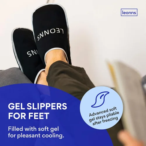 Vista 3 de LEONNS Zapatillas con Compresas de Gel Hielo - Proporciona terapia fría y caliente para el dolor de pies, alivio del dolor por neuropatía