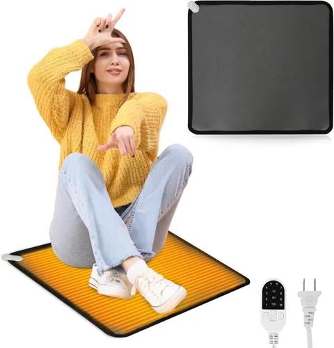 Vista 9 de QOUBAI Alfombra Calefactora de Suelo de PVC de 110V Calentador para Calentador de Pies Debajo del Escritorio 22 x 20 Pulgadas Almohadilla Térmica