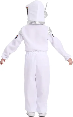 Vista 6 de DAVIKO Disfraz de astronauta espacial para niños, astronauta de la NASA, piloto espacial para Halloween, cosplay, disfraz para niños y niñas
