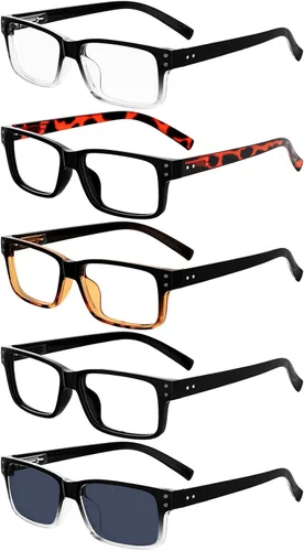 Vista 19 de Eyekepper Gafas de Lectura Vintage para Hombre - 3 Pares Negros y 2 Pares Azules - Gafas Clásicas con Bisagra de Resorte +0.00 3 negro 2 azul