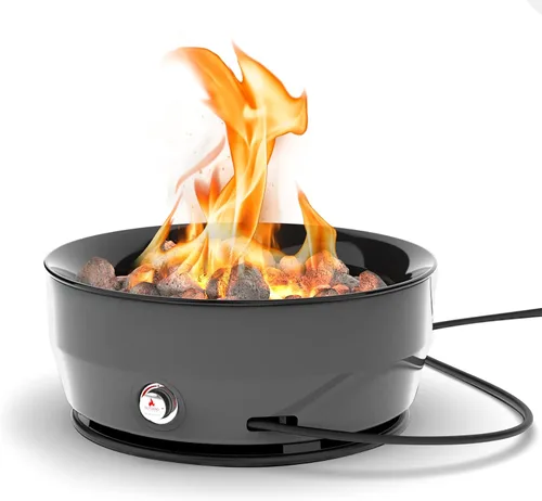 Vista 10 de Outland Living Fogata Grande de Gas Propano para Exteriores, 60,000 BTU/h, 24 pulgadas con Tapa - Tazón de Fuego Moderno Lake Country 800 para Azul