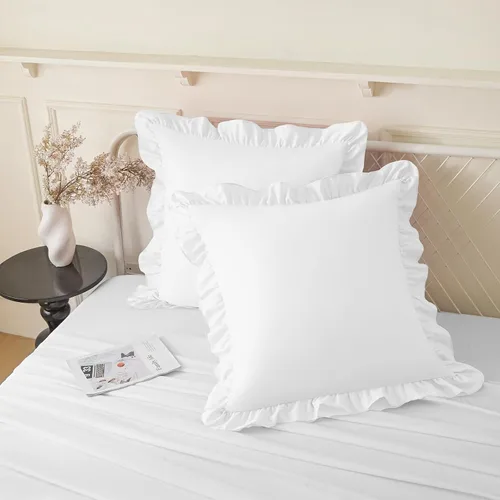 Vista 28 de KKJIAF Paquete de 2 fundas de almohada con volantes de 18 x 18 pulgadas