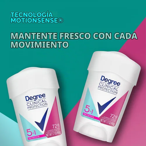 Vista 4 de Degree Protección clínica 5 en 1, paquete de 3 desodorantes antitranspirantes Prescription Strength 96H, sólido suave + desodorante