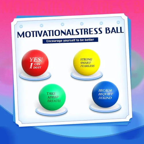 Vista 6 de Kasyat 20 bolas motivacionales para el estrés, bolas coloridas para aliviar el estrés con citas inspiradoras, pequeñas y divertidas, regalos