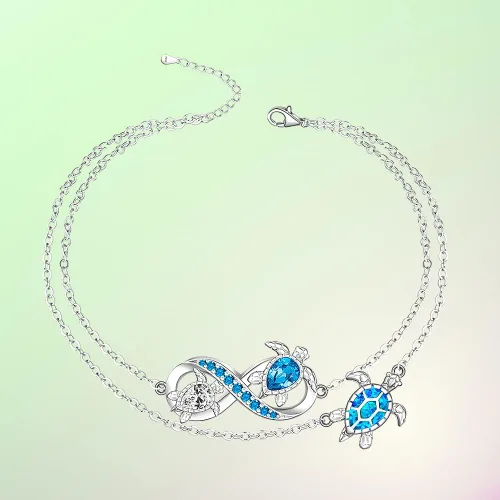Vista 8 de Fenthring Sea Turtle Anklet Bracelets for Women Sterling Silver Ankle