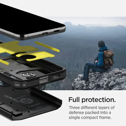 Vista 4 de Spigen Tough Armor diseñado para Galaxy S22 Case (2022) - Negro