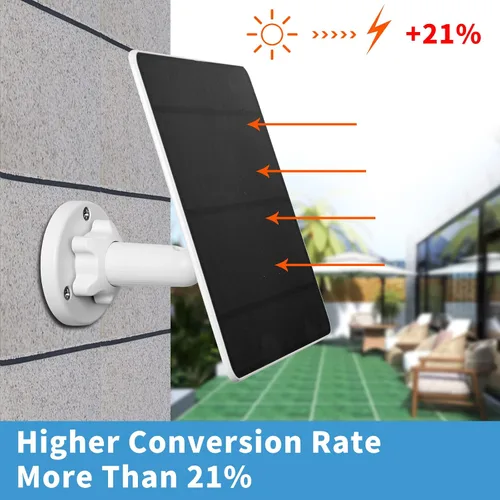 Vista 6 de Panel solar para cámara de seguridad, panel solar USB de 6 W para cámaras DC 5 V, cargador de panel solar de cámara micro USB y USB-C, cargador