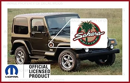 Vista 2 de Calcomanías laterales redondas Sahara para Jeep Wrangler Sahara Edition TJ (1997-2002) (juego de 2) FJ4E3