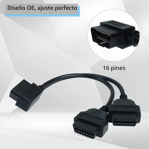 Vista 2 de Divisor de ángulo recto OBD2 Y Cable Divisor macho a 2 hembra 11.8
