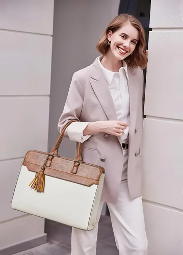Vista 3 de Bolsa para laptop de 17 pulgadas para mujer, bolsa de trabajo resistente al agua, maletín con bolso Water-Resistant Vegan Leather Computer