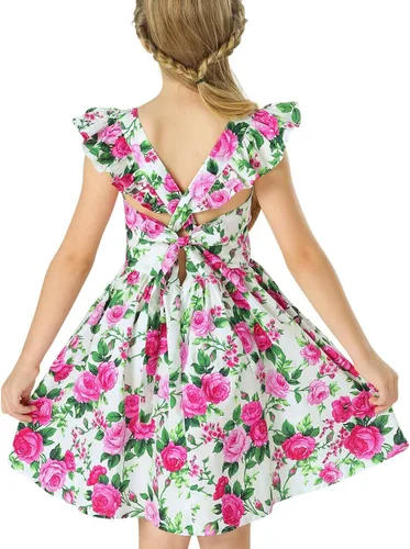 Vista 268 de Vestido de verano para niña, de algodón, con diseño floral