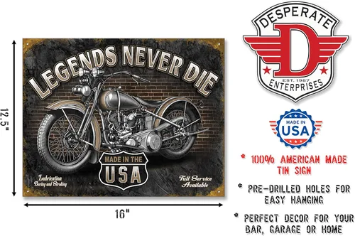 Vista 2 de Letrero de lata "legends never die", 16x12.