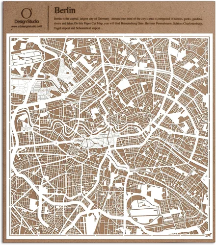 Vista 70 de O3 Design Studio Aberdeen - Mapa de papel cortado en papel blanco de 12 x 12 pulgadas