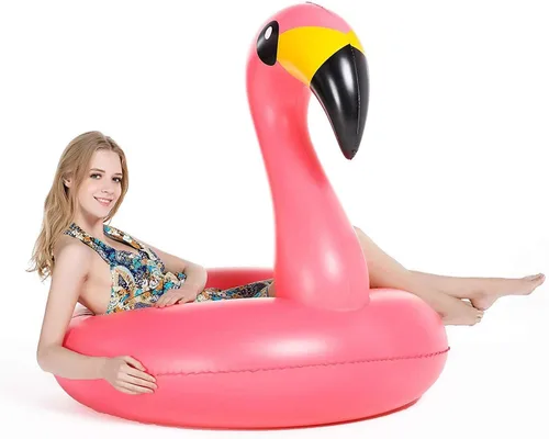Vista 3 de Flamenco inflable piscina flotador Jasonwell gigante Tubo de fiesta con Válvulas rápidas Verano Piscina al aire Lounge Raft decoraciones juguetes