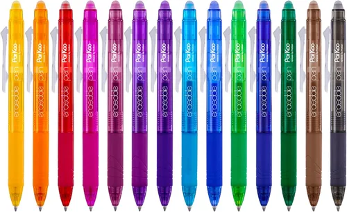 Vista 11 de ParKoo Bolígrafos de gel retráctiles borrables, punta fina de 0.028 in, tintas de colores surtidos para escritura de dibujos, paquete de 10