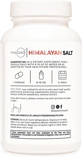 Vista 6 de Type Zero Cápsulas de sal de roca del Himalaya (120 cápsulas) (1000 mg por porción)