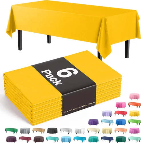 Vista 30 de Party Solids Paquete de 6 manteles de plástico prémium de 54 pulgadas x 108 pulgadas. Cubierta de mesa rectangular de plástico - Aqua