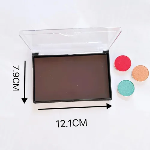 Vista 2 de Paleta de maquillaje de peso ligero de sombra de ojos magnética vacía de tamaño pequeño - Viajar, paleta de depósito 4.76 x 3.11, Negro