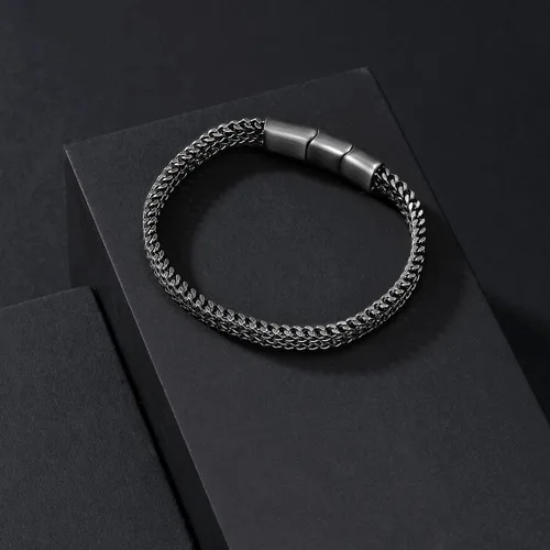 Vista 3 de LUCKY27 Bracelets for Men-Stainless Steel Magnetic Clasp Cuban Chain Mens Bracelet