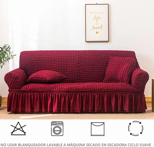 Vista 5 de Jeloris - Funda elástica para sofá, fácil de ajustar, universal, con faldón, protector de muebles de alta elasticidad, lavable y duradera para niños