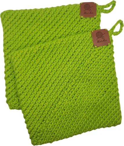 Vista 18 de Soportes para ollas de ganchillo hechos a mano, colección de color sólido, algodón de 6 x 6 pulgadas, resistentes al calor, doble capa, lazo