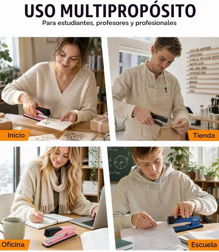 Vista 7 de Marsrock Grapadora resistente para escritorio con 50 hojas, 3000 grapas Negro